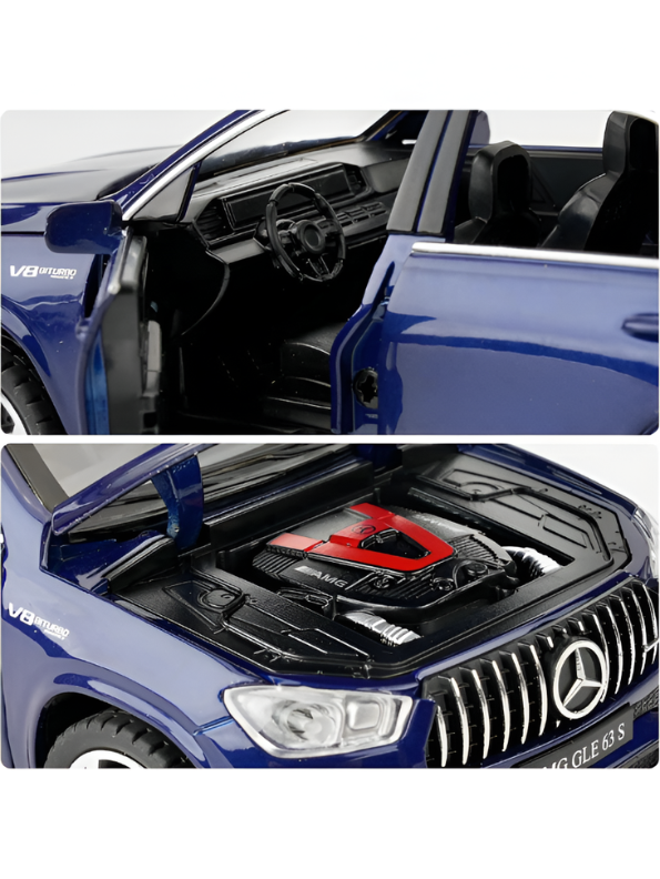 Blue Mercedes-Benz AMG GLE 63 S Diecast Model Car 1:32 Scale – Premium Metal Luxury SUV Replica with Opening Doors & Sunroof, Collectible LMI15382