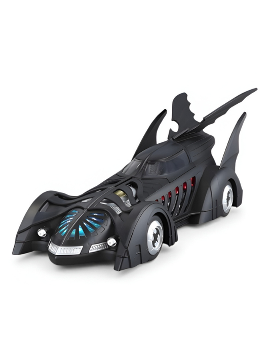 Batman Forever 1995 Batmobile 1:18 Scale Diecast Collectible Car with Glow Features – Black Action Vehicle for Kids & Collectors LMI16443