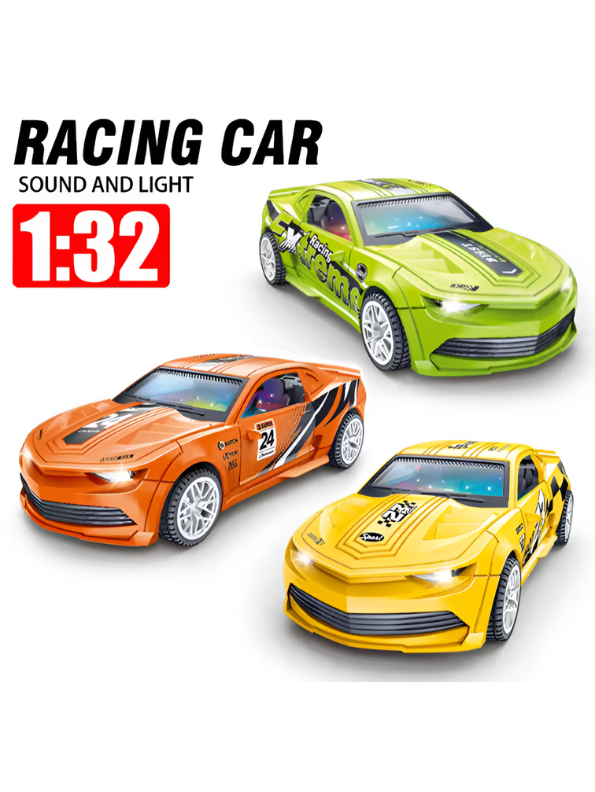 1:32 Scale Diecast Racing Cars – Set of 3 Camaro-Style Pull Back Toy Cars with Lights & Sound – Metal Alloy Sport Car Models for Kids NX15808