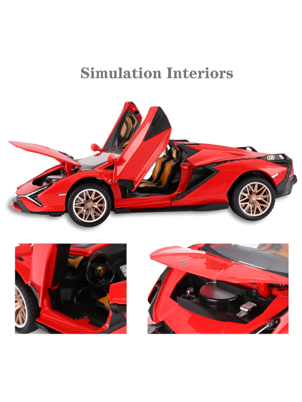 Red Lamborghini Veneno 1:24 Scale Remote Control Car – Diecast Alloy Body RC Supercar with Pistol Grip Transmitter | Special Edition Racing Toy for Kids & Collectors LMI16577