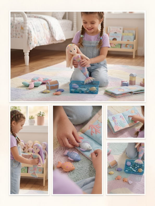 Mermaid Plush Doll with Shimmering Rainbow Scales & Flower Crown – 45cm Soft Stuffed Toy for Kids, Cute Gift for Girls, Cuddly Ocean-Themed Plush Toy ST15297
