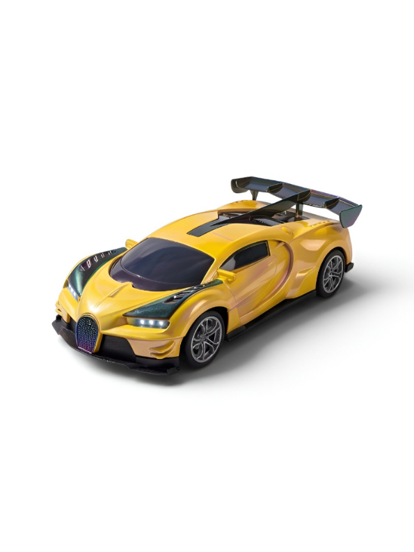 Bugatti Remote Control Car with LED Headlights – High-Speed RC Toy Car with Rechargeable Li-Ion Battery & Steering Wheel Remote, Gloss UV Finish Iridescent Yellow Racing Car for Kids & Adults LMI16770