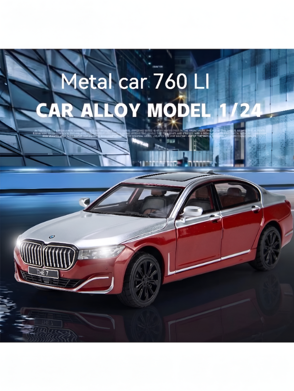 BMW 760 Li Alloy Metal Model Car – Scale 1:24 Premium Highly Detailed Simulation Replica with Steering Linkage and Functional Parts LMI16796