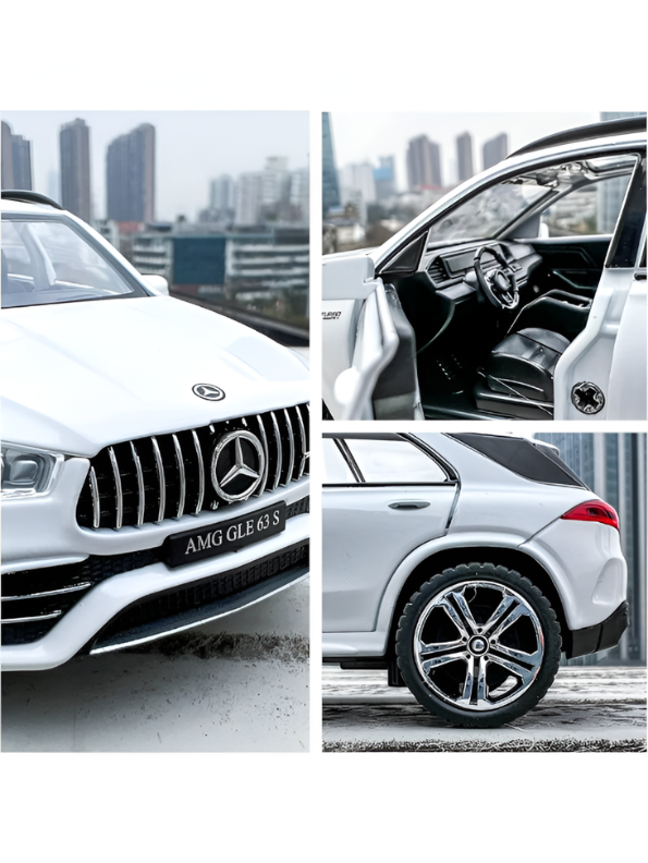 White Mercedes-Benz AMG GLE 63 S Diecast Model Car 1:32 Scale – Premium Metal Luxury SUV Replica with Opening Doors & Sunroof, Collectible LMI15382