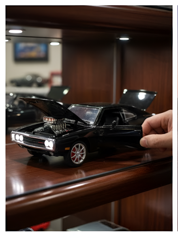1970 Dodge Charger R/T Diecast Model Car - 1:24 Scale Black Muscle Car with Blower - Dom’s Fast & Furious Inspired Edition LMI15517