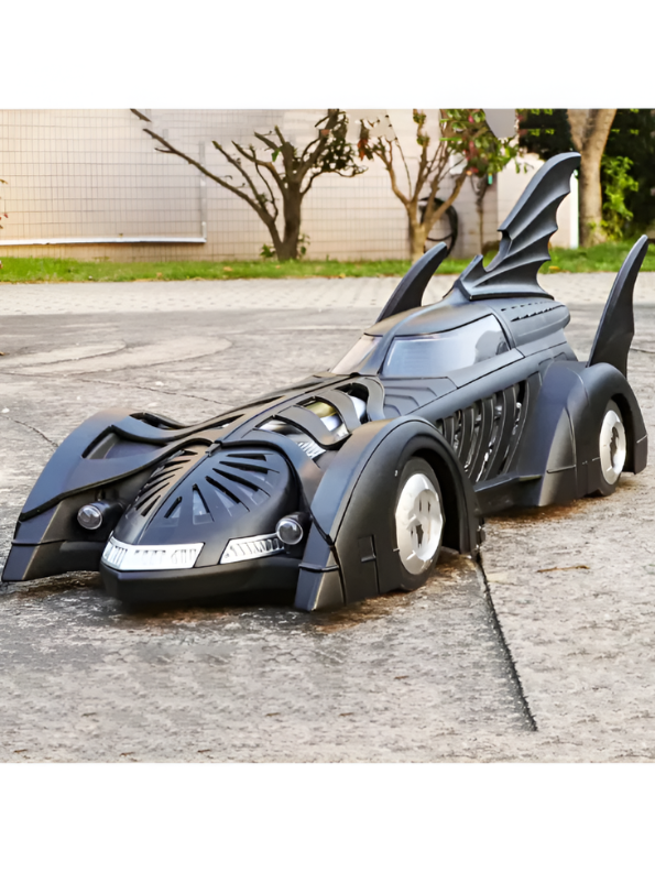 Authentic Batman Forever 1995 Batmobile 1:18 Scale Diecast Collectible Car with Glow Features – Black Action Vehicle for Kids & Collectors - Free Car Inside - LMI16348