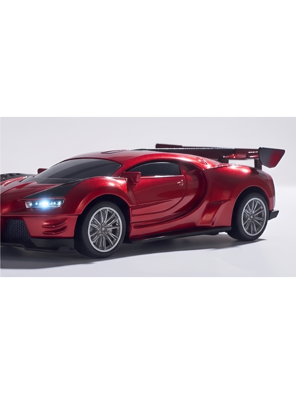 Bugatti Remote Control Car with LED Headlights – High-Speed RC Toy Car with Rechargeable Li-Ion Battery & Steering Wheel Remote, Gloss UV Finish Iridescent Red Racing Car for Kids & Adults LMI16770