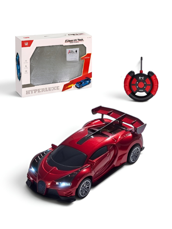 Bugatti Remote Control Car with LED Headlights – High-Speed RC Toy Car with Rechargeable Li-Ion Battery & Steering Wheel Remote, Gloss UV Finish Iridescent Red Racing Car for Kids & Adults LMI16770