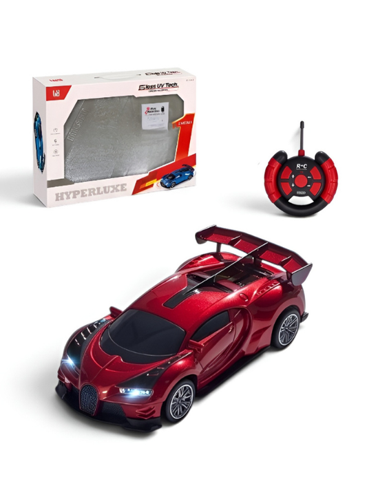 Bugatti Remote Control Car with LED Headlights – High-Speed RC Toy Car with Rechargeable Li-Ion Battery & Steering Wheel Remote, Gloss UV Finish Iridescent Red Racing Car for Kids & Adults LMI16770