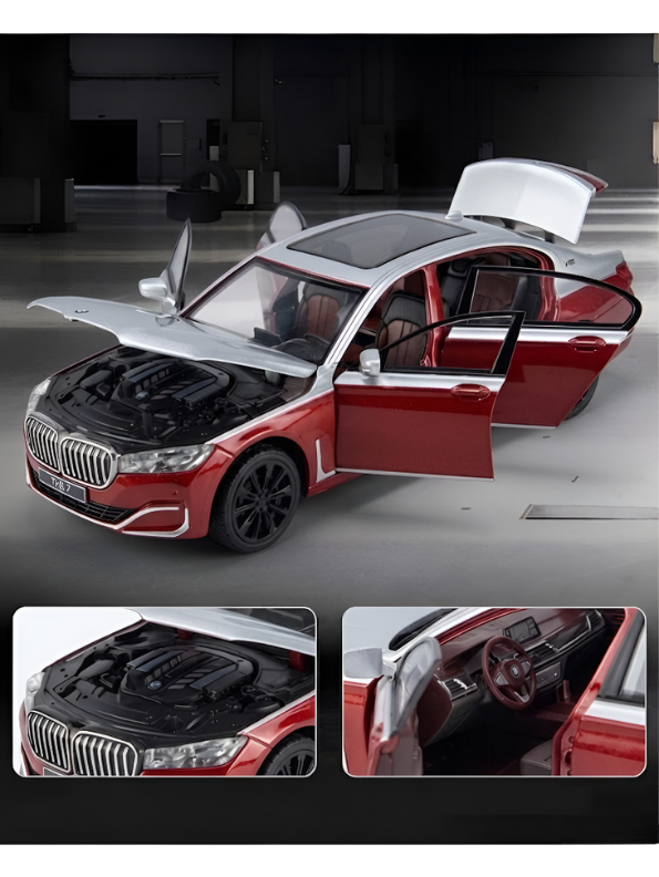 BMW 760 Li Alloy Metal Model Car – Scale 1:24 Premium Highly Detailed Simulation Replica with Steering Linkage and Functional Parts LMI16796