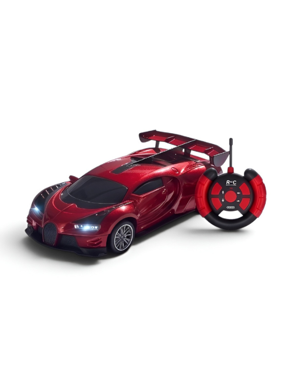 Bugatti Remote Control Car with LED Headlights – High-Speed RC Toy Car with Rechargeable Li-Ion Battery & Steering Wheel Remote, Gloss UV Finish Iridescent Red Racing Car for Kids & Adults LMI16770
