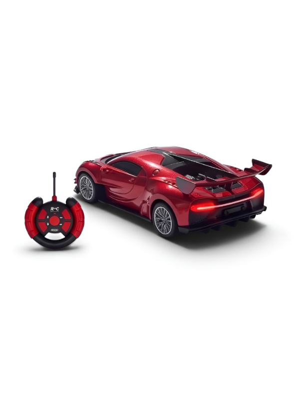 Bugatti Remote Control Car with LED Headlights – High-Speed RC Toy Car with Rechargeable Li-Ion Battery & Steering Wheel Remote, Gloss UV Finish Iridescent Red Racing Car for Kids & Adults LMI16770