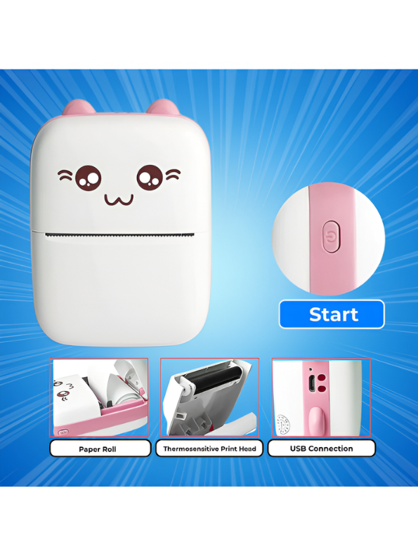 Mini Thermal Printer - Portable Bluetooth Wireless Pocket Printer for Photos, Labels, Notes & Scrapbooking - Inkless Instant Sticker Maker Machine Compatible with iOS & Android TV5402