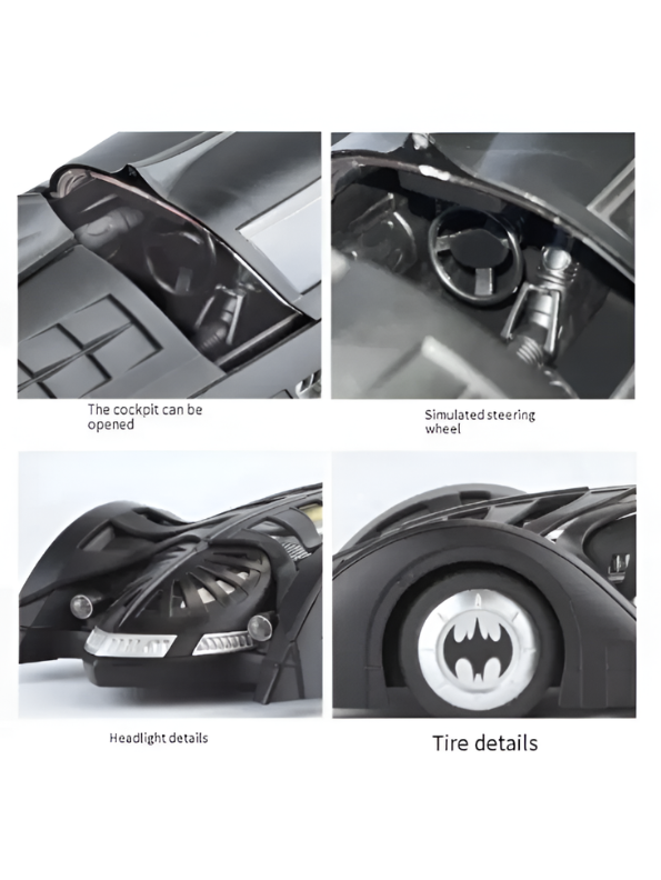Authentic Batman Forever 1995 Batmobile 1:18 Scale Diecast Collectible Car with Glow Features – Black Action Vehicle for Kids & Collectors - Free Car Inside - LMI16348