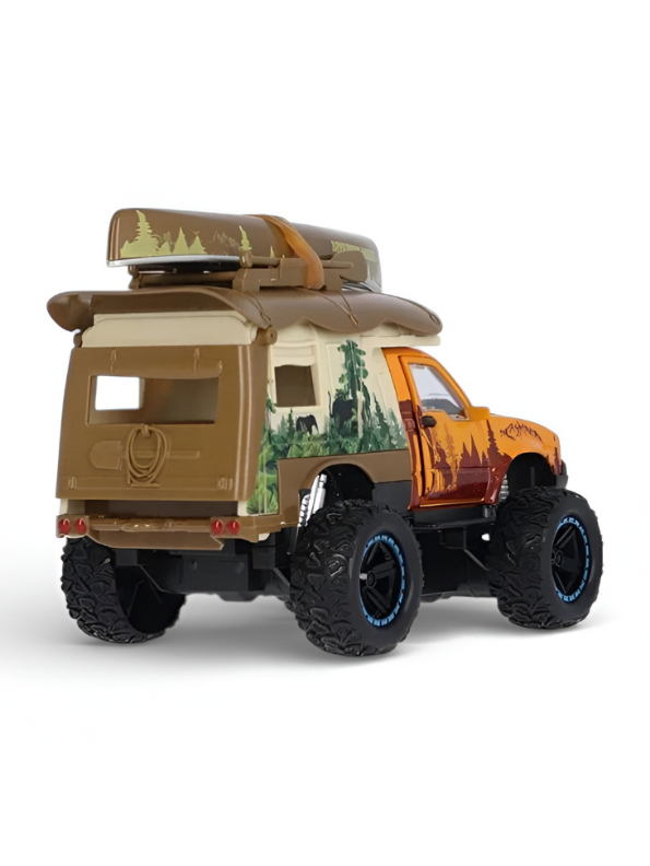 4x4 Off-Road Adventure Camper Metal Toy Truck with Roof-Top Canoe – Safari SUV Toy Vehicle with Wilderness Graphics for Kids & Collectors - Free Car Inside - LMI16426