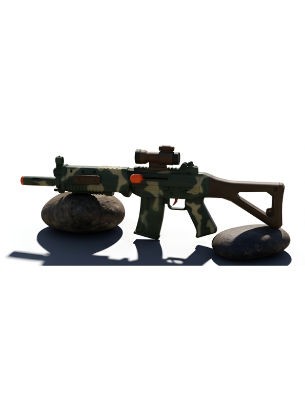 Military Camouflage Toy Rifle with Foam Darts and Scope – Kids Combat Plastic Shooting Play Set LMI13628