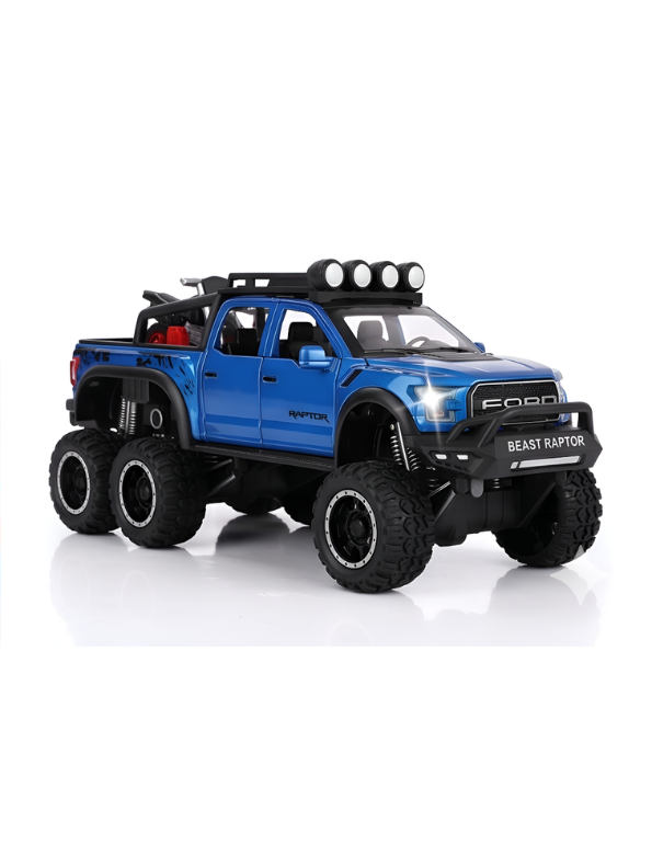 Ford Raptor F150 Metal Model 6X6 Diecast - Blue Scale 1:24 LMI14223 - Free Car Inside.
