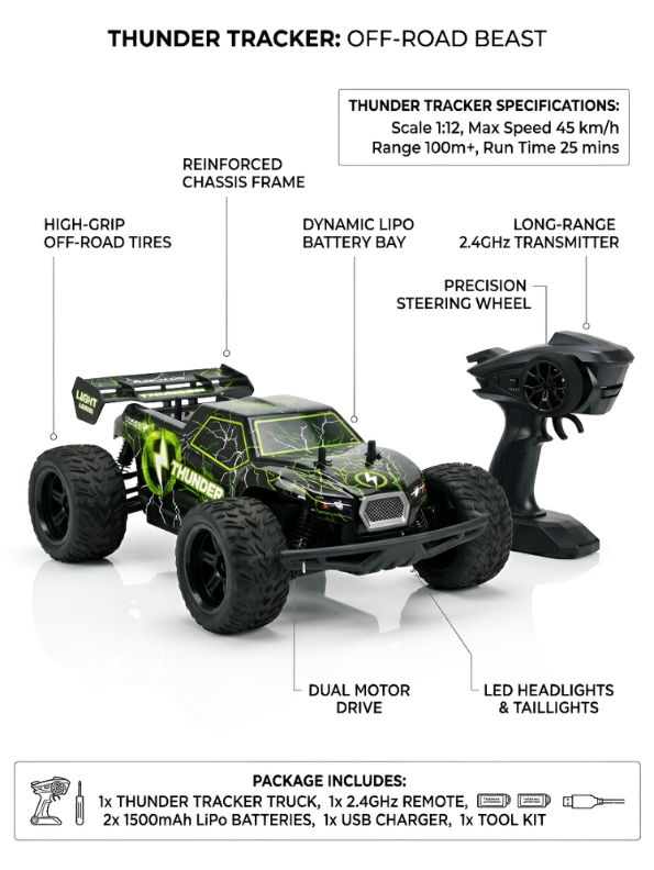 2.4GHz RC Thunderstorm Racing Car – 1:14 Scale High-Speed Off-Road Buggy for Kids & Adults | LMI15590