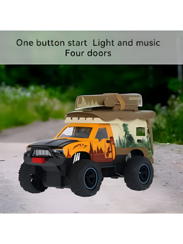 4x4 Off-Road Adventure Camper Metal Toy Truck with Roof-Top Canoe – Safari SUV Toy Vehicle with Wilderness Graphics for Kids & Collectors - Free Car Inside - LMI16426