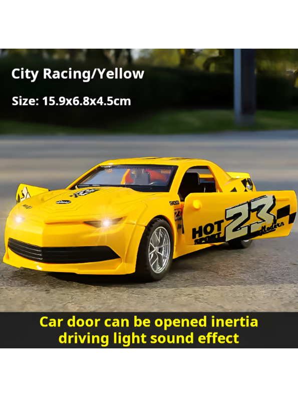 1:32 Scale Diecast Racing Cars – Set of 3 Camaro-Style Pull Back Toy Cars with Lights & Sound – Metal Alloy Sport Car Models for Kids NX15808