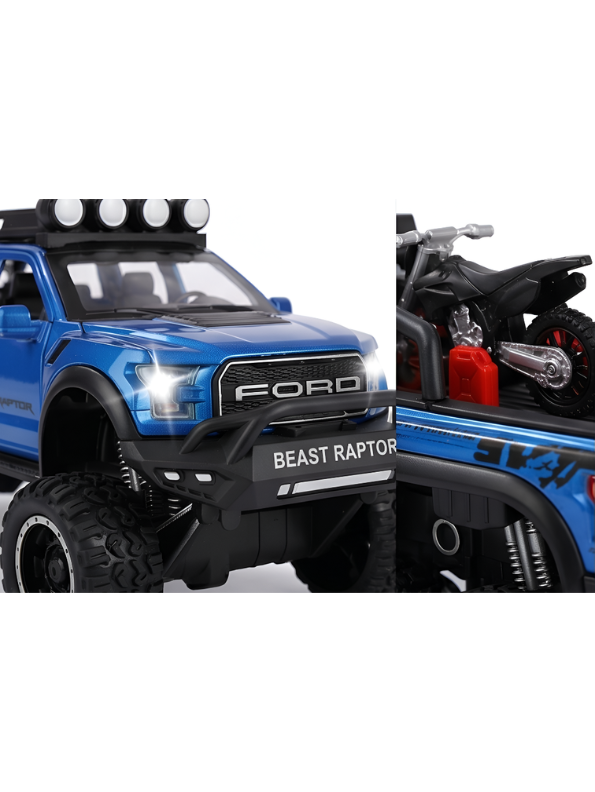 Ford Raptor F150 Metal Model 6X6 Diecast - Blue Scale 1:24 LMI14223 - Free Car Inside.