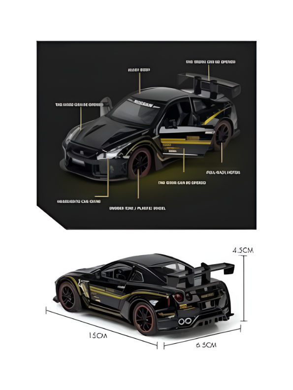 Black Nissan GT-R R35 1:22 Scale Collectible Toy Car High-Quality Diecast Vehicle for Car Enthusiasts TV6834