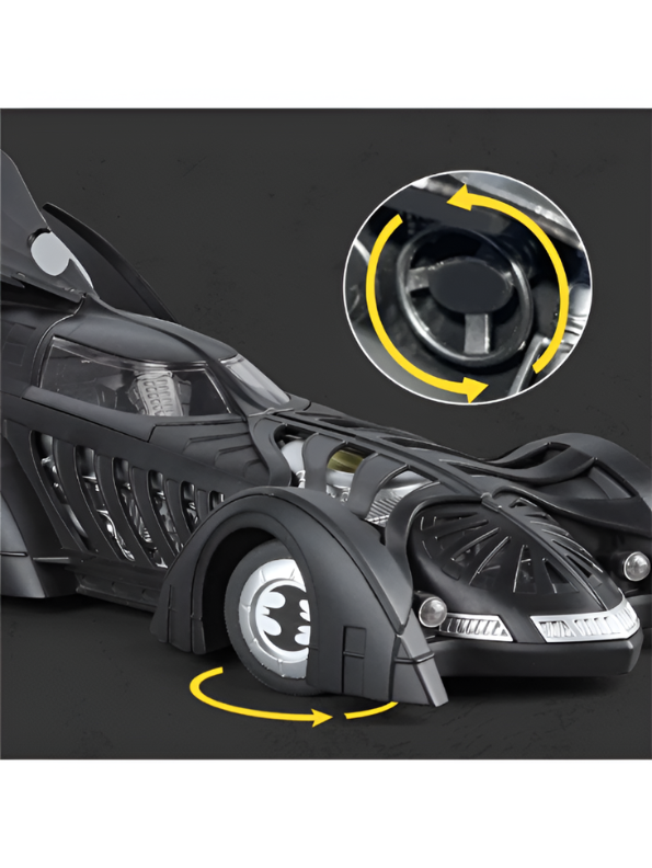 Authentic Batman Forever 1995 Batmobile 1:18 Scale Diecast Collectible Car with Glow Features – Black Action Vehicle for Kids & Collectors - Free Car Inside - LMI16348