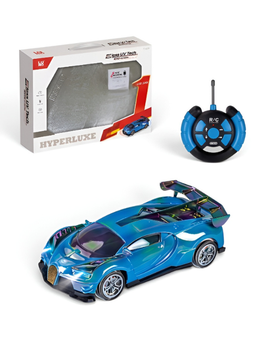 Bugatti Remote Control Car with LED Headlights – High-Speed RC Toy Car with Rechargeable Li-Ion Battery & Steering Wheel Remote, Gloss UV Finish Iridescent Blue Racing Car for Kids & Adults LMI16770