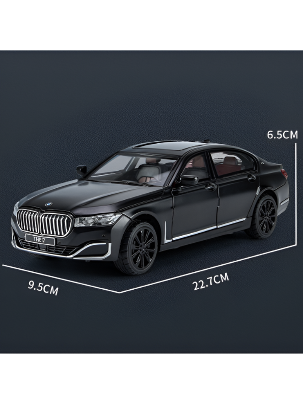 BMW 760 Li Alloy Metal Model Car – Black Scale 1:24 Premium Highly Detailed Simulation Replica with Steering Linkage and Functional Parts LMI16796