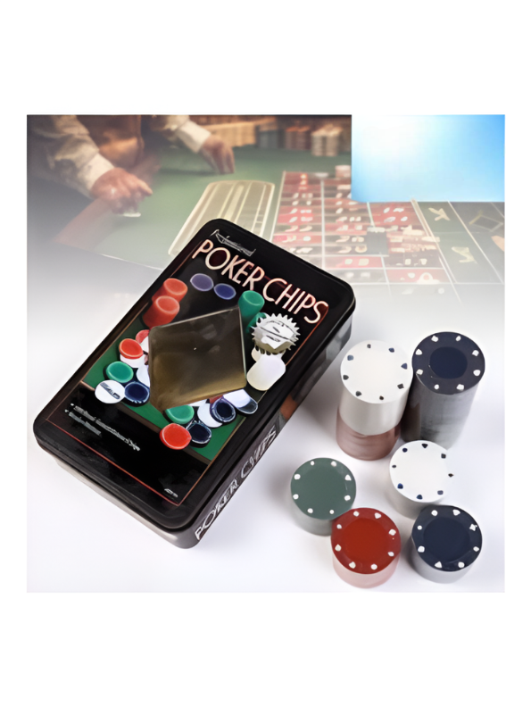 Poker Chips Set with Dealer Button and Tin Case - Premium Dual-Toned Gaming Tokens for Texas Hold'em, Blackjack, and Casino Night Party Games TV5419