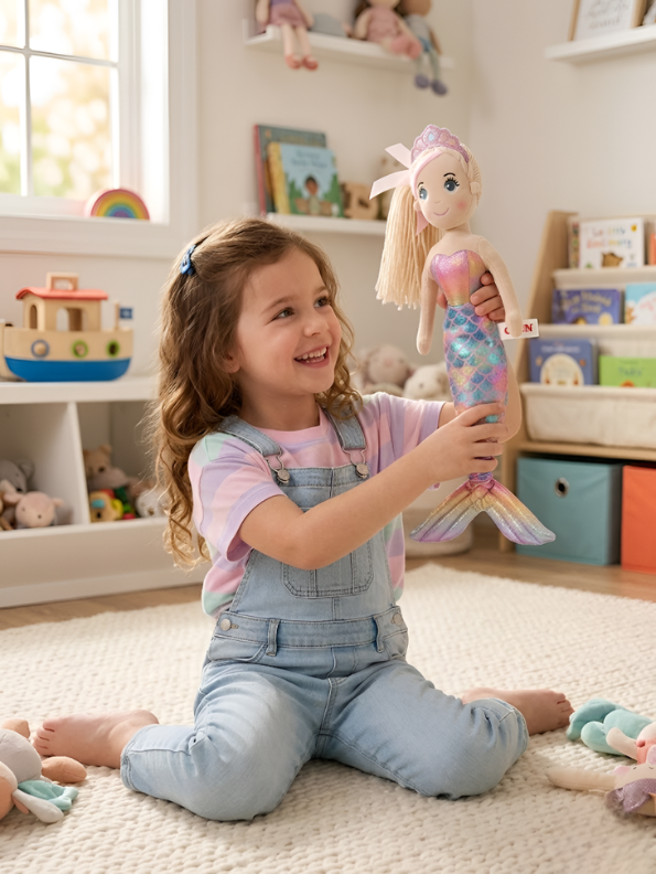 Sparkle Mermaid Rag Doll (45cm) – Premium Soft Plush Toy for Toddlers & Kids, Cuddly Handmade Stuffed Doll for Girls, Safe & Durable Gift for Children ST15297