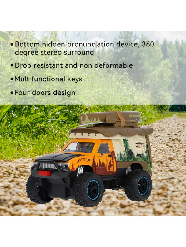 4x4 Off-Road Adventure Camper Metal Toy Truck with Roof-Top Canoe – Safari SUV Toy Vehicle with Wilderness Graphics for Kids & Collectors - Free Car Inside - LMI16426