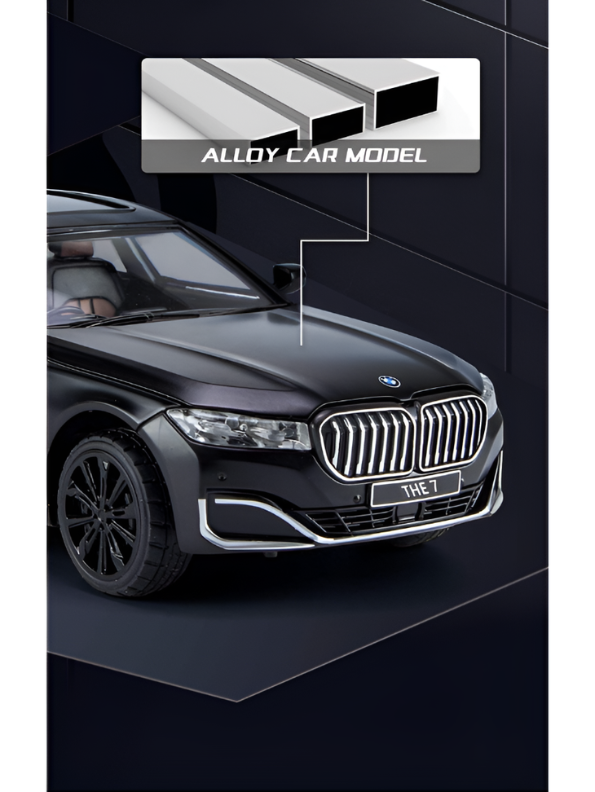 BMW 760 Li Alloy Metal Model Car – Black Scale 1:24 Premium Highly Detailed Simulation Replica with Steering Linkage and Functional Parts LMI16796