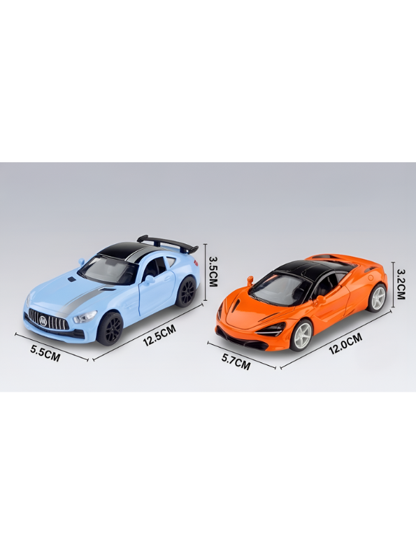 Premium 4-Piece Diecast Supercar Diecast Model Car | 1:36 Scale Pull-Back Metal Cars with Sound, Lights, and Opening Doors LMI13441