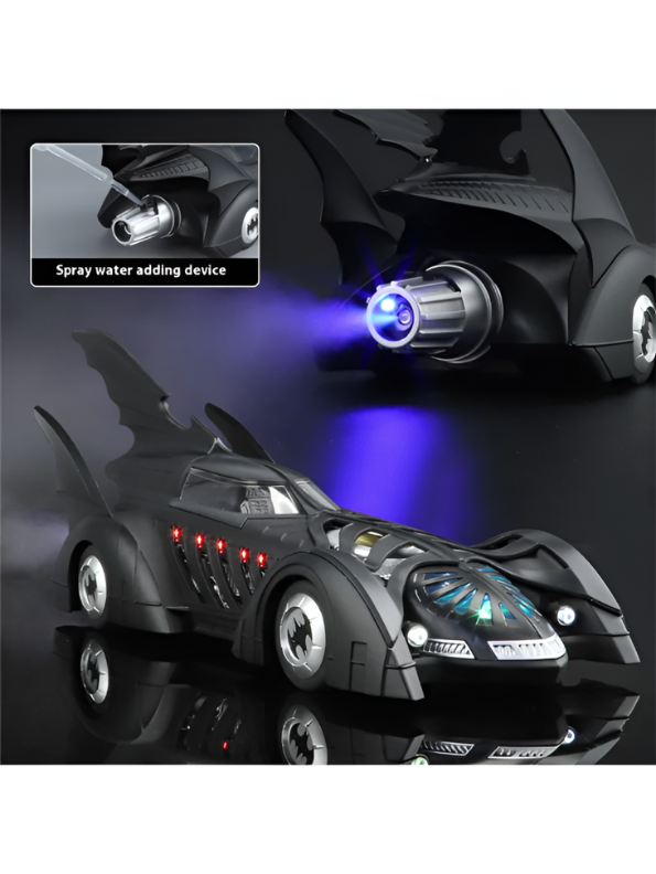 Authentic Batman Forever 1995 Batmobile 1:18 Scale Diecast Collectible Car with Glow Features – Black Action Vehicle for Kids & Collectors - Free Car Inside - LMI16348