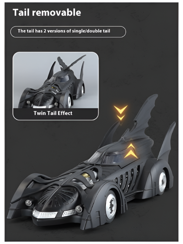 Authentic Batman Forever 1995 Batmobile 1:18 Scale Diecast Collectible Car with Glow Features – Black Action Vehicle for Kids & Collectors - Free Car Inside - LMI16348