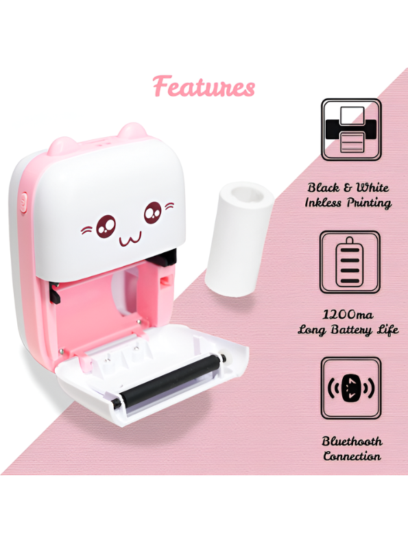 Mini Thermal Printer - Portable Bluetooth Wireless Pocket Printer for Photos, Labels, Notes & Scrapbooking - Inkless Instant Sticker Maker Machine Compatible with iOS & Android TV5402