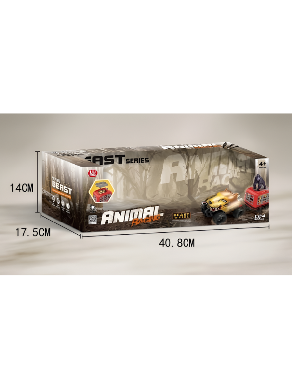 Remote Control Monster Truck Playset with Gorilla Figure & Detachable Trailer Cage – RC Diecast Beast Hauler Toy for Kids LMI15630