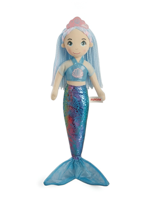 Aurora World Sea Sparkles Amberly Mermaid Plush Doll – 45cm Large Blue & Purple Shimmering Soft Stuffed Toy for Kids & Collectors ST15297