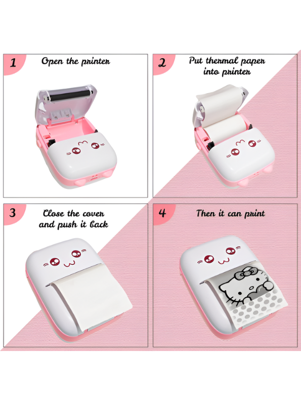 Mini Thermal Printer - Portable Bluetooth Wireless Pocket Printer for Photos, Labels, Notes & Scrapbooking - Inkless Instant Sticker Maker Machine Compatible with iOS & Android TV5402