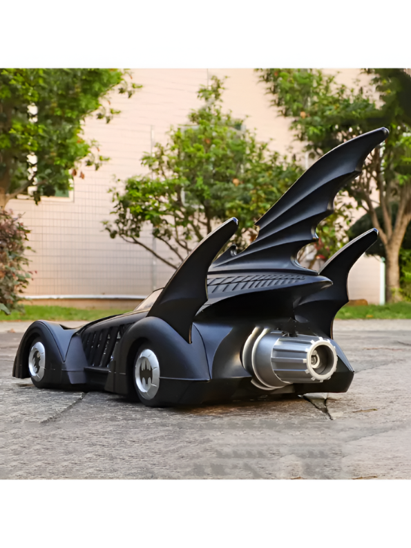 Authentic Batman Forever 1995 Batmobile 1:18 Scale Diecast Collectible Car with Glow Features – Black Action Vehicle for Kids & Collectors - Free Car Inside - LMI16348
