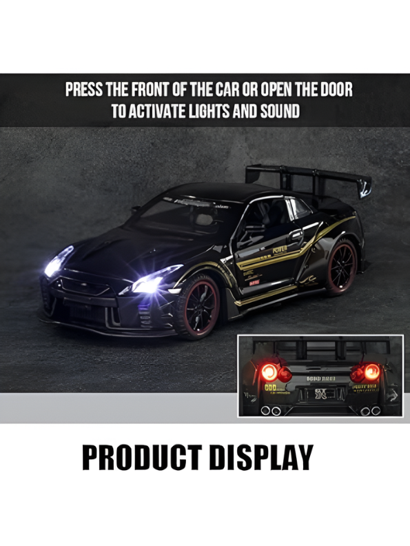 Black Nissan GT-R R35 1:22 Scale Collectible Toy Car High-Quality Diecast Vehicle for Car Enthusiasts TV6834
