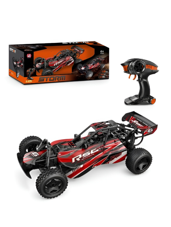 High-Speed 1:10 Scale RC Desert Buggy – Red 2.4GHz Off-Road Racing Car with Professional Pistol Grip Remote, Durable Chassis & Precision Control LMI15374