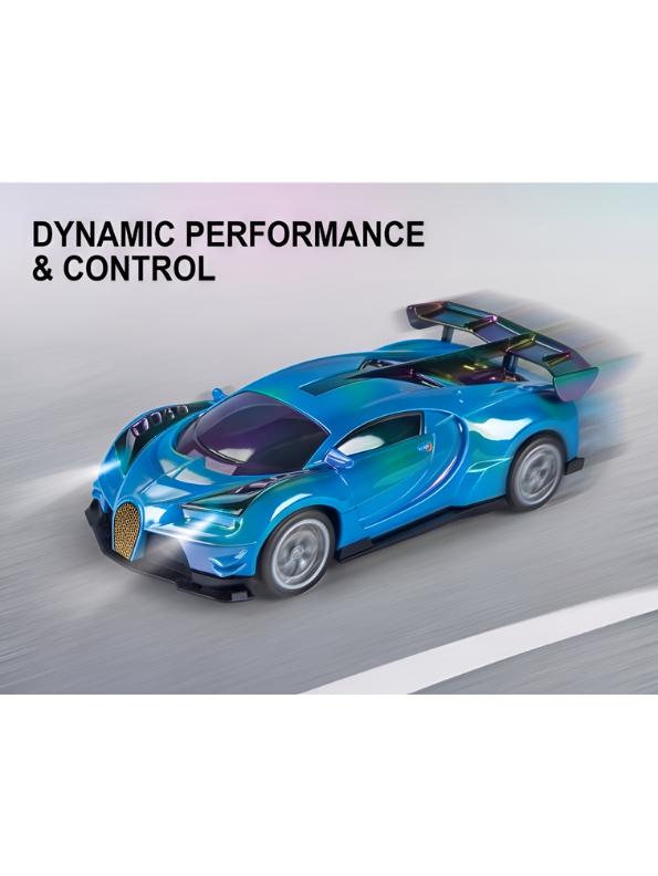 Bugatti Remote Control Car with LED Headlights – High-Speed RC Toy Car with Rechargeable Li-Ion Battery & Steering Wheel Remote, Gloss UV Finish Iridescent Blue Racing Car for Kids & Adults LMI16770