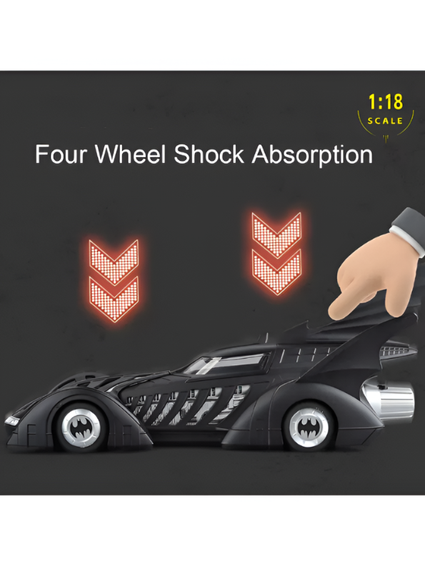 Authentic Batman Forever 1995 Batmobile 1:18 Scale Diecast Collectible Car with Glow Features – Black Action Vehicle for Kids & Collectors - Free Car Inside - LMI16348