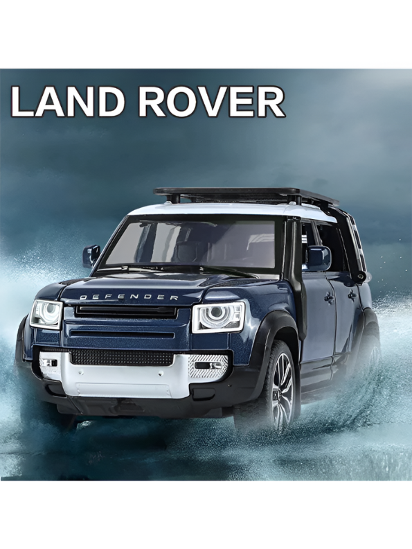 Blue Land Rover Defender Diecast Model Car – 1:24 Scale Premium Metal Off-Road SUV Toy with Realistic Lights & Sound Effects LMI16545