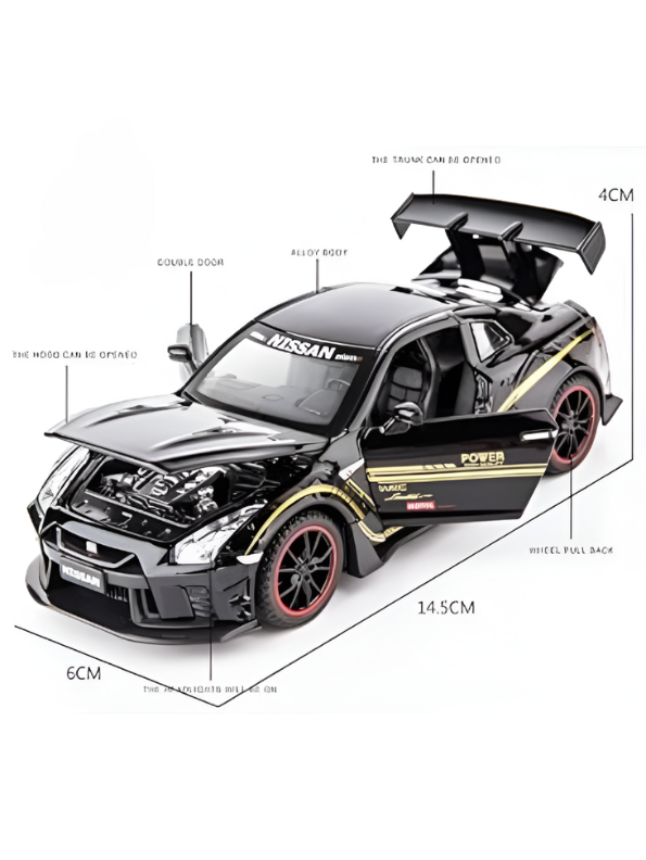 Black Nissan GT-R R35 1:22 Scale Collectible Toy Car High-Quality Diecast Vehicle for Car Enthusiasts TV6834