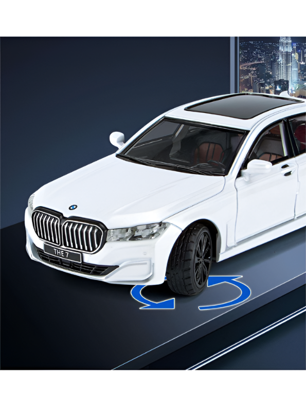 BMW 760 Li Alloy Metal Model Car – White Scale 1:24 Premium Highly Detailed Simulation Replica with Steering Linkage and Functional Parts LMI16796