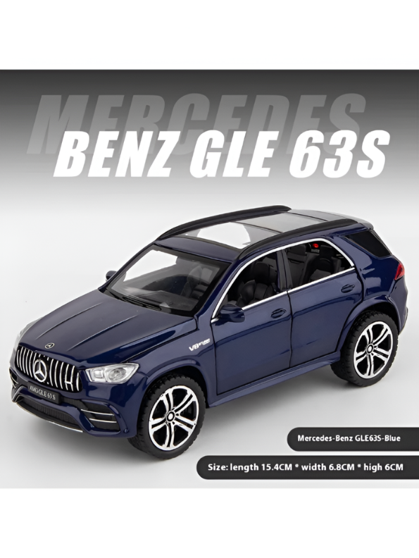 Blue Mercedes-Benz AMG GLE 63 S Diecast Model Car 1:32 Scale – Premium Metal Luxury SUV Replica with Opening Doors & Sunroof, Collectible LMI15382