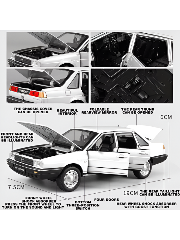 Volkswagen Santana Diecast Miniature 1:24 Scale - Classic White Collector’s Edition Display Model TV6752